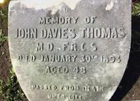 Dr Davies Thomas' headstone in the North Road cemetery, Nailsworth, SA.
