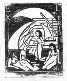 linocut by his daughter Vera