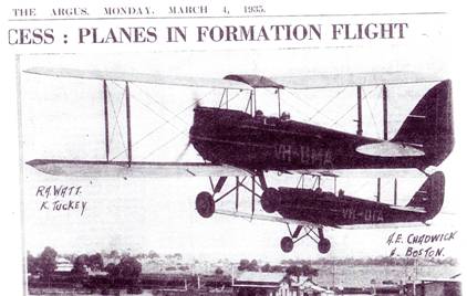 Two Gipsy Moth aircraft flying at Essenden Flying School on March 4 1935.