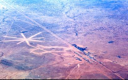 Aerial view of Tarcoola. Another stop for the Chadwick plane.